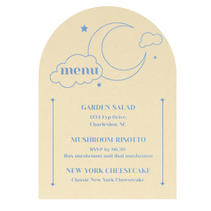 Over the Moon Menu