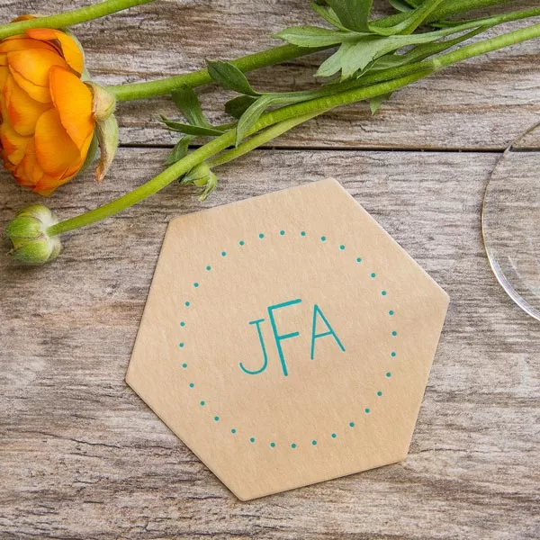 custom designed hexagon coaster