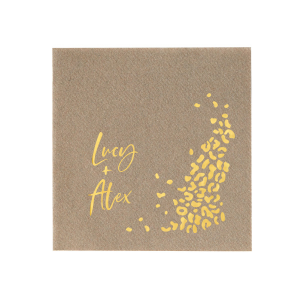 Our personalized French Blue Statement Cocktail Napkin with Shiny 18 Kt Gold Foil has a Leopard Print Pattern graphic and is good for use in Animals, Full Bleed, Trendy themed parties and are a must-have for your next event—whatever the celebration!