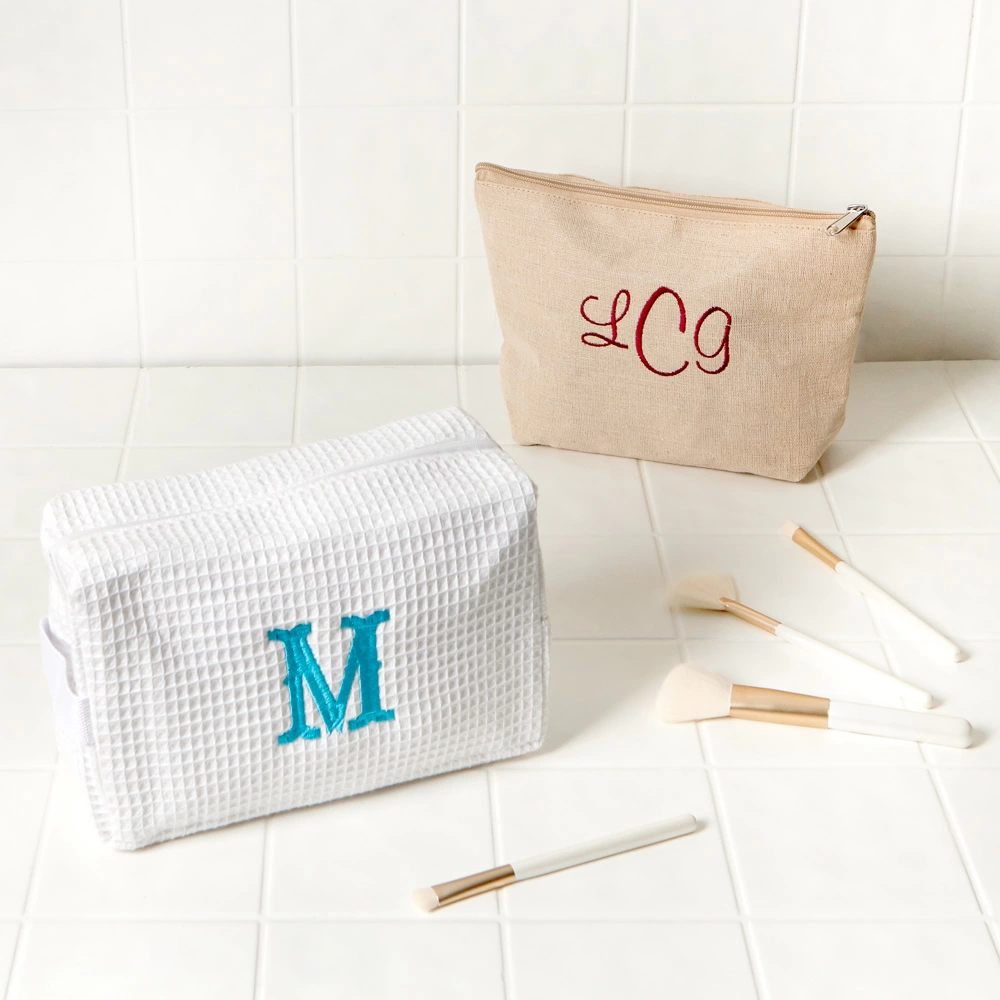 embroidered travel bags from For Your Party make packing easy