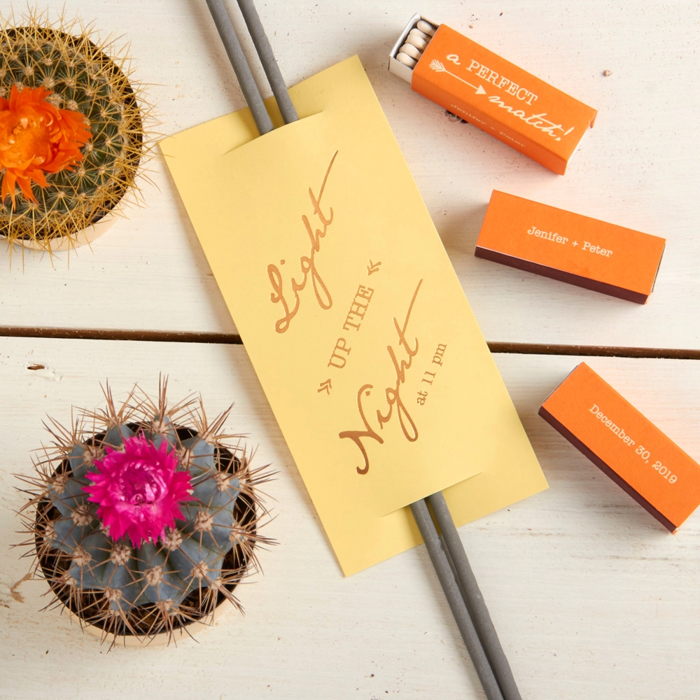 desert wedding custom sparkler sleeves sunset