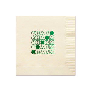 Meet our new napkin with Charm Clover graphics which will look awesome on St.Patrick's Day! Decorate in style - give your guests a nice welcoming greeting! They will love it!