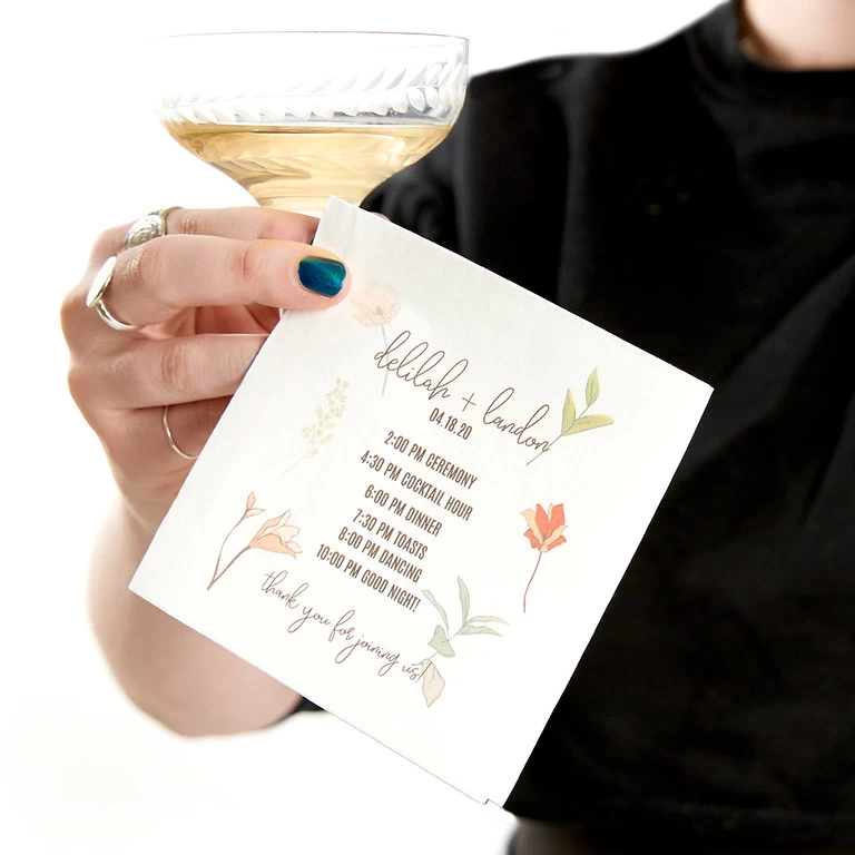 custom design wedding itinerary cocktail napkins with For Your Party