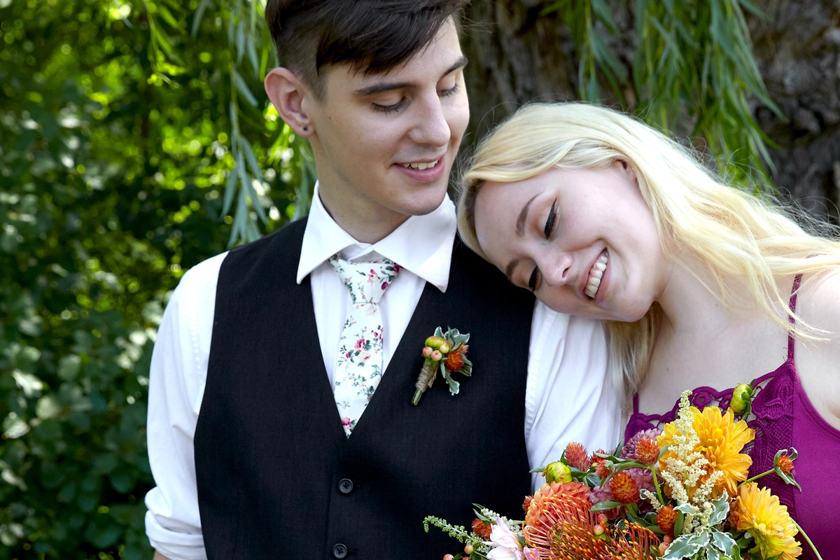 fall wedding bride and groom