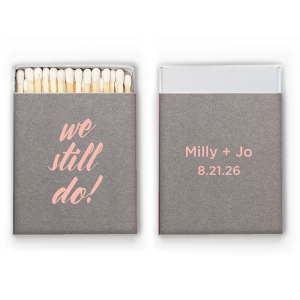ForYourParty's elegant Natural Slate Classic Matchbox with Matte Pastel Pink Foil can be personalized to match your party's exact theme and tempo.