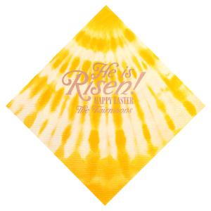 Rejoice in the season with the Easter Resurrection Celebration Napkin, proclaiming "He is risen, Happy Easter" in a bold font above your family's last name. A personal and joyous addition to your Easter gatherings.