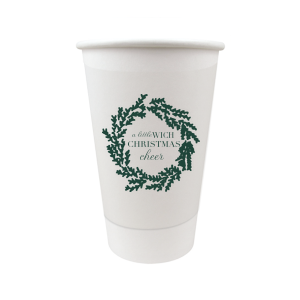 The ever-popular 12 oz Paper Coffee Cup with Lid with Matte Spruce Cup Ink Colors has a Leaf Frame 6 graphic and is good for use in Holiday and Christmas  themed parties and will give your party the personalized touch every host desires.