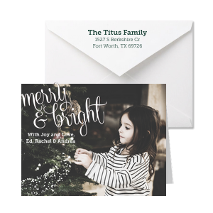 Custom White Custom Photo Large Note Card with Matte White Ink Digital Print Colors and Matte Spruce Ink Digital Print Colors can't be beat. Showcase your style in every detail of your party's theme!