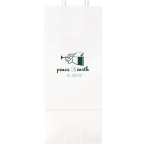 Personalized White Party Bag with Satin 18 Kt. Gold Foil Color has a Angel 2 graphic and is good for use in Christian, Christmas, Holiday themed parties and will impress guests like no other. Make this party unforgettable.