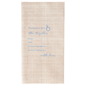 Looking for a creative wedding detail? Get your guests to give you wedding advice on personalized napkins! They can write advice for a date night idea, does, and don'ts. After you can have a memorable collage of all of the wedding advice from your guests! 