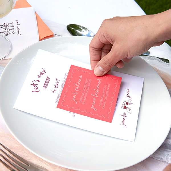 Kitschy Cocktial Hour Whimsical Wedding Menu