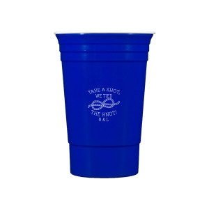 Personalized Matte Slate Gray Ink Plastic Cup with Matte Slate Gray Ink Screen Print has a Knot graphic and is good for use in Wedding themed parties and can be personalized to match your party's exact theme and tempo.