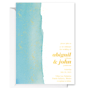 Custom Full Color with Foil Invitation with a Unique Full Color Design and Shiny Gold Foil accents will impress guests like no other. These invites are printed on a Smooth Natural White 115 lb. paper stock. It's time to show off your impeccable taste and make this party unforgettable.