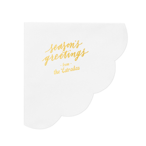 Decorate your home this year with the Season's Greetings Retro Napkin, branded with your own names on it. It will be a perfect eye-catching detail in your home which will bring a fantastic Christmas vibe! 