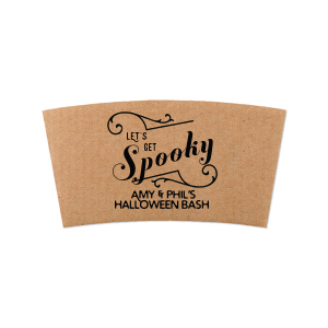 Set the mood right with the Let's Get Spooky Coffee Sleeve. The frightfully fancy design can be further customized to add a flair as unique as your event. Perfect for your event or business. 