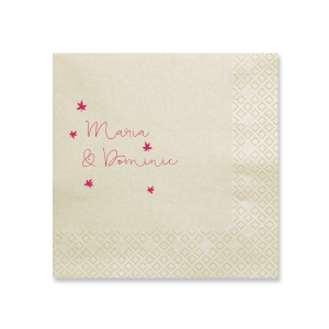 ForYourParty's elegant Mango Cocktail Napkin with Matte Fuchsia Foil has a Falling Leaves graphic and is good for use in Thanksgiving, Organic, Outdoors themed parties and can't be beat. Showcase your style in every detail of your party's theme!