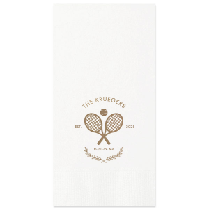 At the crossroads of elegance and sporty is the Family Name Tennis Napkin from our Country Club collection. Customize the design with your personalized text paired with your choice of colors to best represent your family's unique sense of style. 