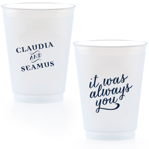 Classic Angled Names Cup is good for weddings, anniversaries and romantic themed parties. Easily customize the design to complement every last detail of your party.