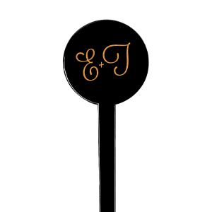Elevate your signature drinks with the Calligraphy Initials Wedding Stir Stick. This elegant design features the couple's first initials in a swirling script, artfully joined by a plus sign. Its simplicity and grace add a personalized touch to any beverage, celebrating the couple with every stir.