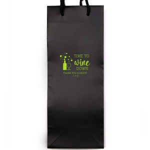 Unwind in style with the Time to Wine Down Gift Bag, where a jubilant wine bottle and glass set the stage for relaxation. 'Thank you and Enjoy' adds a note of appreciation, while the couple’s names personalize this spirited parting gift.