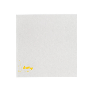Lay the foundation for an elegant affair with the Minimal Bridal Shower Wine Bottle Napkin. Adorn your event with the bride-to-be's name in contemporary script, complemented by the shower date in a chic serif font, all alongside a stylized wine bottle graphic. A refined choice for a modern bridal shower setting.