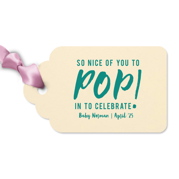 The ever-popular Natural Frost White Luggage Gift Tag with Shiny Poppy Foil will make your guests swoon. Personalize your party's theme today.
