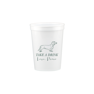 A Dachshund cup will be an adorable addition to your event! If you are a dog lover customize this cup with your name or the name of your furry friend. 