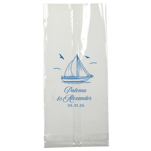 The Sailboat Nautical Nuptial Gift Bag is a great party addition to put the wind in your sails. The bespoke design is perfect for maritime or coastal themed events, making a precious keepsake from guests to remember the good times had. Customize the text to convey your own unique message!