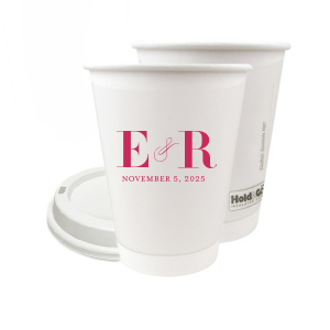 Sip with sophistication from the Pretty Monogram Paper Cup, where a graceful ampersand weaves together the couple's bold initials. Adorned below with the date, this cup elevates every toast with its blend of elegance and unity.