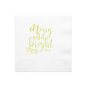 ForYourParty's chic White Ink Printed Cocktail Napkin with Matte Chartreuse Ink Digital Print Colors has a Lights graphic and is good for use in Holiday and Christmas themed parties and can't be beat. Showcase your style in every detail of your party's theme!