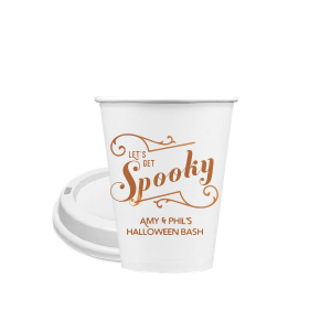 Our custom  8 oz Paper Coffee Cup with Lid with Copper Ink Cup Ink Colors has a Ornate Flourish graphic and is good for use in Halloween themed parties and will give your party the personalized touch every host desires.