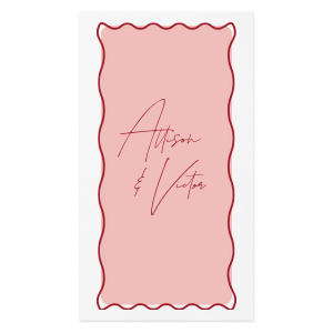 At the cross section of stylish and function is the Scribble Ribbon Napkin! The sleek and colorful napkin evokes a chic vintage style that can be customized with your choice of text to best express yourself.