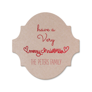 The ever-popular Kraft with Blush back Nouveau Coaster with Shiny Convertible Red Foil has a Merry Christmas Hearts graphic and is good for use in Christmas, Warm-Hearted themed parties and can be personalized to match your party's exact theme and tempo.