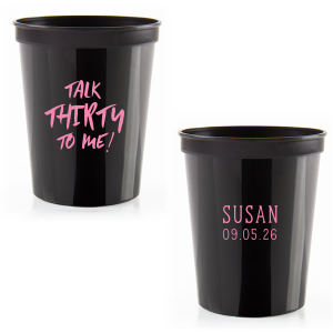 Our custom Black 16 oz Stadium Cup with Matte Light Coral Ink Cup Ink Colors can be customized to complement every last detail of your party.