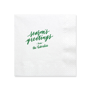 Decorate your home this year with the Season's Greetings Retro Napkin, branded with your own names on it. It will be a perfect eye-catching detail in your home which will bring a fantastic Christmas vibe! 