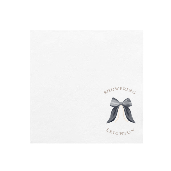 Pearls and Prosecco Black Bow Full Color Napkin