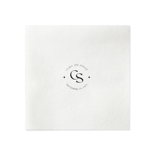 Embrace the essence of matrimonial elegance with the Nuptial Arch Initials Napkin, featuring the couple's names and wedding date in a minimal and pristine design, arched gracefully over their shared initials. A timeless touch for your wedding day decor.