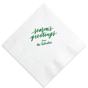 Decorate your home this year with the Season's Greetings Retro Napkin, branded with your own names on it. It will be a perfect eye-catching detail in your home which will bring a fantastic Christmas vibe! 