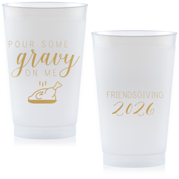 Custom Gold Ink 16 oz Frost Flex Cup with Gold Ink Print Color has a Plated Turkey graphic and is good for use in Food, Thanksgiving themed parties and will add that special attention to detail that cannot be overlooked.