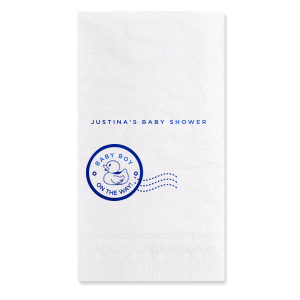 Personalize this baby shower napkin today! Featuring an adorable duck stamp picture, you can add the baby or mother to be's name. 