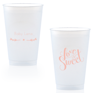Our custom Matte Pastel Pink Ink 14 oz Frost Flex Cup with Matte Pastel Pink Ink Cup Ink Colors has a Leaf Single Initial graphic and a Love Is Sweet graphic and is good for use in Words, Wedding themed parties and couldn't be more perfect. It's time to show off your impeccable taste.