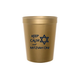 Our personalized Gold 16 oz Stadium Cup with Matte Navy Ink Cup Ink Colors has a Star 1 graphic and is good for use in Stars, Jewish Symbols themed parties and will impress guests like no other. Make this party unforgettable.