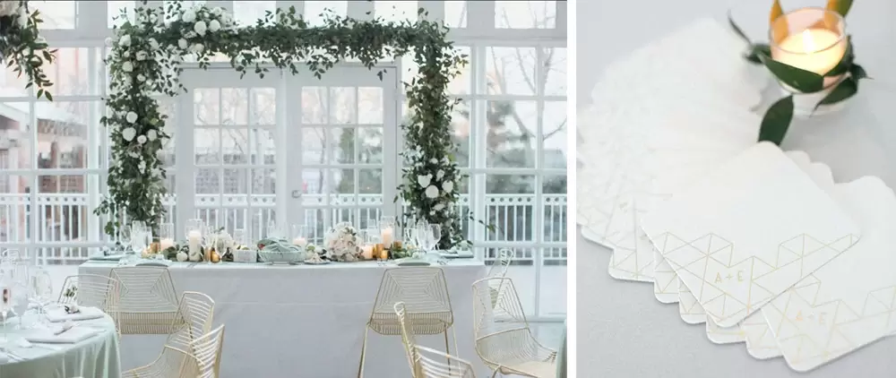 modern geometric wedding reception arch