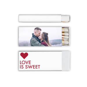 Custom White Lipstick Custom Photo Matchbox with Matte Lipstick Red Ink Digital Print Colors and Matte Fuchsia Ink Digital Print Colors has a Solid Heart graphic and is good for use in Wedding, Hearts, Anniversary themed parties and couldn't be more perfect. It's time to show off your impeccable taste.