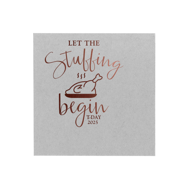 Our custom Honeydew Cocktail Napkin with Shiny Copper Foil has a Plated Turkey graphic and is good for use in Food, Thanksgiving themed parties and will impress guests like no other. Make this party unforgettable.