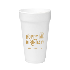 Raise a glass—and a laugh—with the Hoppy Birthday Foam Cup! Featuring vibrant "Hoppy Birthday" text and a foaming beer mug, it’s the ultimate brew-themed bash accessory. Customize with the celebrant’s name for cheers guaranteed from every sip!