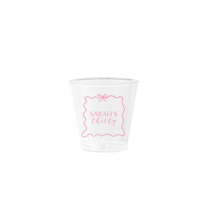 Sip in style at your birthday bash with the Ribbon Frame Birthday Bash Cup, elegantly framed like a ribbon and bow, featuring your name and new age in a whimsical script. A festive and personalized touch to celebrate another fabulous year.