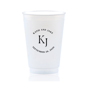 Embrace the essence of matrimonial elegance with the Nuptial Arch Initials Cup, featuring the couple's names and wedding date in a minimal and pristine design, arched gracefully over their shared initials. Cheers to this chic wedding day decor.