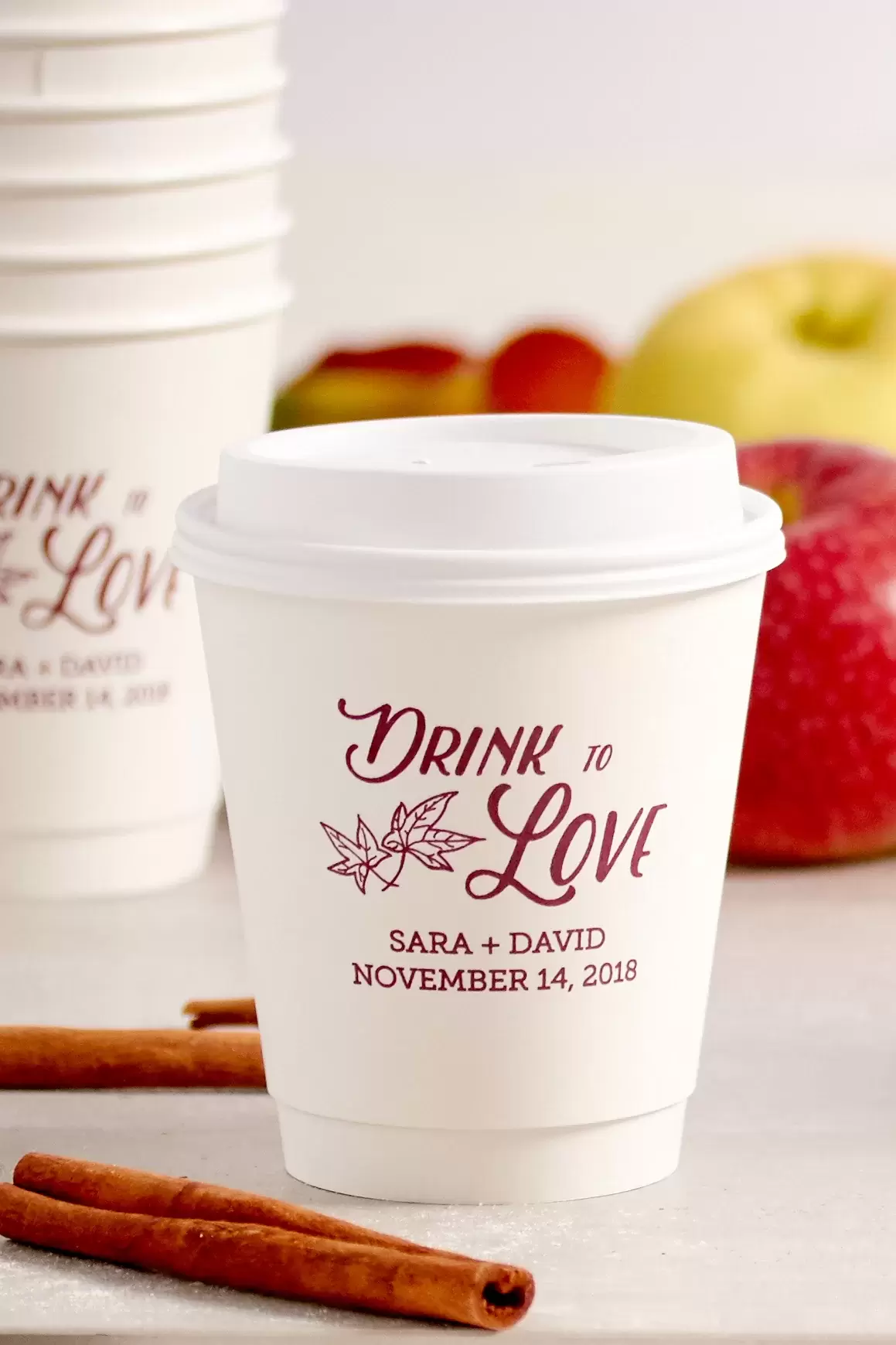 personalized paper coffee cups for your wedding coffee bar
