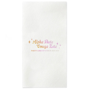 Add flair to your Greek Week festivities with our personalized napkins! Crafted from high-quality material, customize them with your sorority or fraternity name. Perfect for rush, sorority giveaways, or toga parties. Elevate your event and impress your guests while repping your Greek family. A chic, practical touch that turns any gathering into a memorable occasion